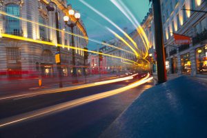 Beautiful London Downtown with light streaks