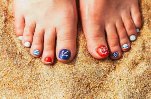 Fun Red White and Blue Summer Pedicure