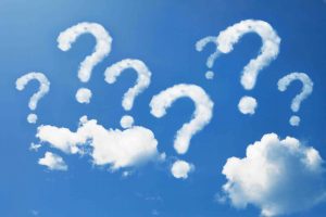 Cloud shaped question marks in the sky
